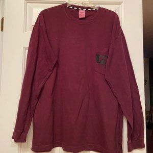 PINK Victoria Secrets Men's T shirt Long Sleeve Boat Neck sz L LOGO 100% Cotton
